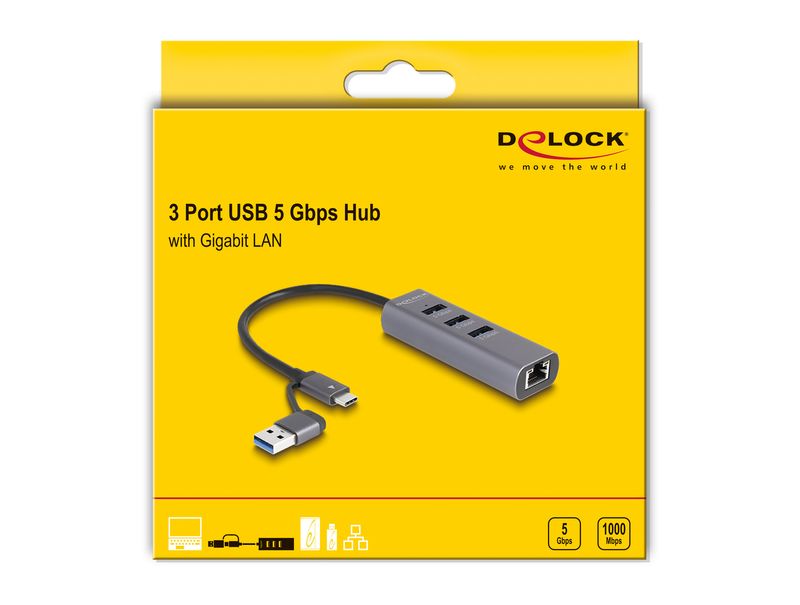 Delock-Hub-USB-5-Gbps-a-3-porte--LAN-Gigabit-con-porta-USB-Type-C-o-USB-Type-A-in-un-alloggiamento-metallico