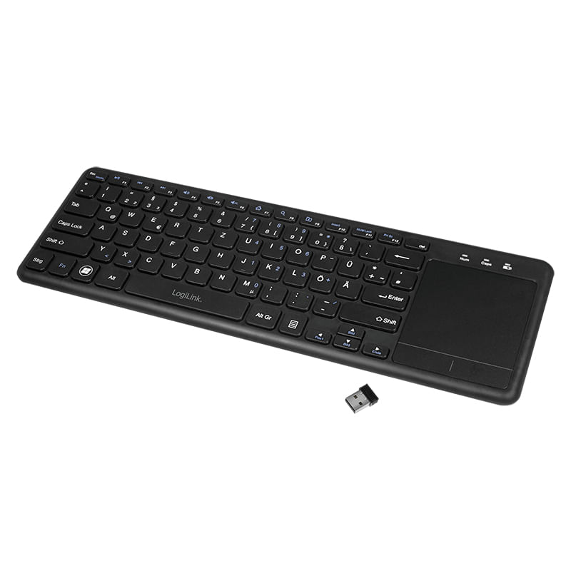 Logilink---Tastatur---mit-Touchpad---kabellos---2.4-GHz---Tastenschalter--Scissor-Key--ID0188-