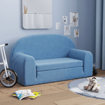 vidaXL Divano Letto per Bambini a 2 Posti Blu in Morbido Peluche