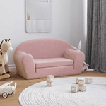 vidaXL Divano Letto per Bambini a 2 Posti Rosa in Morbido Peluche