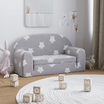 vidaXL Divano Letto Bambini a 2 Posti Grigio Chiaro con Stelle Peluche