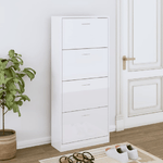 Scarpiera Bianco Lucido 63x24x147 cm in Legno ingegnerizzato