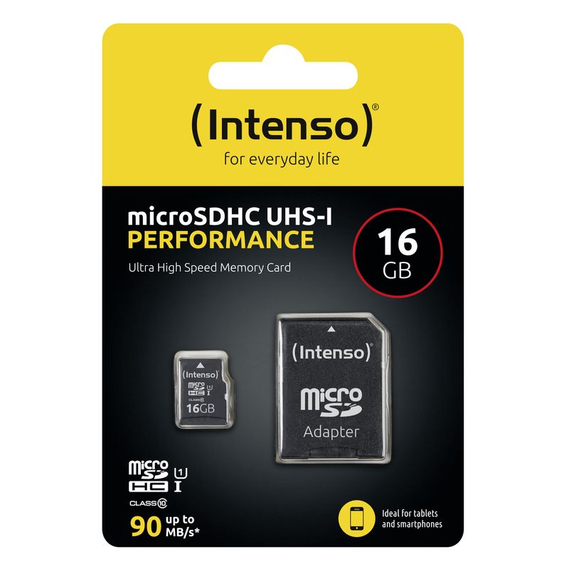 Scheda-di-memoria-intenso-per-le-prestazioni-flash-16GB--MicroSDHC-incl.-Adattatore-SD-UHS-1-