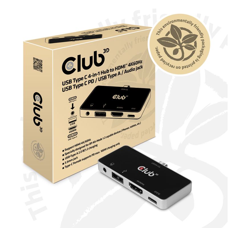 Docking-station-hub-USB-tipo-C-4-in-1-Club3D