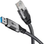 Goobay 70497 adattatore per inversione del genere dei cavi USB A RJ-45 Nero, Argento