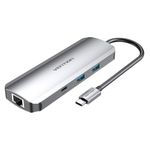 Vention TOMHB replicatore di porte e docking station per laptop Cablato USB 3.2 Gen 1 (3.1 Gen 1) Type-C Argento