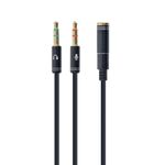 CableXpert Cavo adattatore stereo da 35 mm a 4 pin maschio a 2x 35 mm nero connettori in metallo - CCA-4