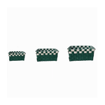 Cleafe-set 3 Cestini Portaoggetti Organizer Tessuto Bagno Rettangolari Verde Bianco 59084 -