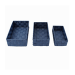 Cleafe-set 3 Pezzi Scatola Porta Oggetti In Tessuto Intrecciato Contenitori Blu 79058 -