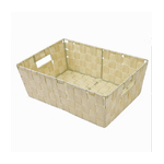 Cleafe-porta Oggetti Cesto In Tessuto Intrecciato 38x26x13 Cm Con Maniglie Beige 79033 -