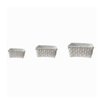 Cleafe-set 3 Pz Cestini Portaoggetti Organizer Tessuto Bagno Rettangolari Bianco 59080 -