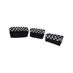 Cleafe-set 3 Cestini Portaoggetti Organizer Tessuto Bagno Rettangolari Nero Bianco 59079 -