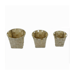 Cleafe-set 3 Cestini Rotondi Porta Oggetti In Tessuto Beige Per Bagno Casa Cucina 79045 -