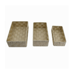 Cleafe-set 3 Pz Scatola Porta Oggetti In Tessuto Intrecciato Contenitori Beige 79057 -