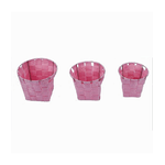 Cleafe-set 3pz Cestini Rotondi Portaoggetti In Tessuto Rosa Per Bagno Casa Cucina 79047 -