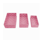 Cleafe-set 3 Pezzi Scatola Porta Oggetti In Tessuto Intrecciato Contenitori Rosa 79059 -