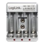 2direct LogiLink Stecker-Ladegerät, silber für AA Mignon / AAA Micro / 9V Ni-MH / Ni-Cd Akkus, 3 LEDs - 1 Stück (PA0168)