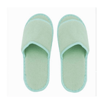 Cleafe-coppia Pantofole Ciabatte Bagno In Tessuto Verde Taglia 39-45 Stanza Hotel 79680 -