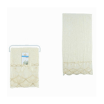 Cleafe-asciugamano Bagno Viso Piccolo Cotone Morbido Decorato 35x75cm Beige Chiaro 79502 -