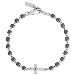 2JEWELS Bracciale ematite, cristalli e acciaio 316L ipoallergenico