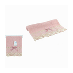 Cleafe-asciugamano Da Bagno Viso In Cotone Morbido Decorato 48 X 93 Cm 180gr Rosa 79506 -