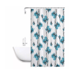 Cleafe-tenda Doccia Vasca Impermeabile 12 Ganci Decorazione Fiori Blu 180x200 Cm 79224 -