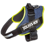 Julius-K9 Pettorina per cani IDC Powerharness Tg. 3 2XL - Tg. 3 (Circonferenza 82-115 cm Peso 40-70 Kg) Jeans; Giallo Fluo