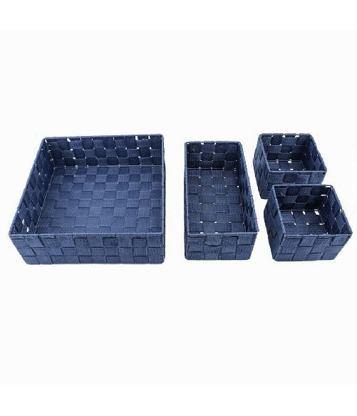 Cleafe-set 4 Pezzi Contenitori Blu Scatola In Tessuto Organizer Porta Oggetti 79064 -