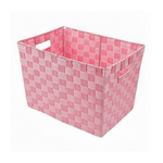 Cleafe-portaoggetti Cesto In Tessuto Intrecciato 38 X 26 X 25cm Con Maniglie Rosa 79041 -