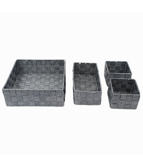 Cleafe-set 4pz Contenitori Grigio Scuro Scatola In Tessuto Organizer Portaoggetti 79145 -