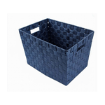 Cleafe-porta Oggetti Cesto In Tessuto Intrecciato 38 X 26 X 25cm Con Maniglie Blu 79040 -