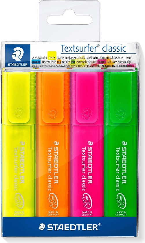 STAEDTLER--Textsurfer-classic-translucent--confezione-da-4-evidenziatori-larghezza-del-tratto-10---50-mm-punta-a-scalpel