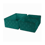 Cleafe-set 3 Cestini Porta Oggetti Organizer In Tessuto Rettangolari Bagno Verde 69951 -