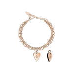 2JEWELS Bracciale in acciaio 316L ipoallergenico e Pvd Rosé con smalto e cristalli