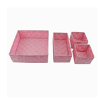 Cleafe-set 4 Pezzi Contenitori Rosa Scatola In Tessuto Organizer Porta Oggetti 79065 -