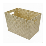 Cleafe-porta Oggetti Cesto In Tessuto Intrecciato 38x26x25 Cm Con Maniglie Beige 79039 -