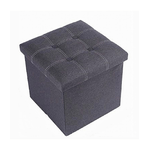 Cleafe-pouff Puff Pouf Contenitore Imbottito Portaoggetti Seduta Grigio 38x38x35cm 79424 -