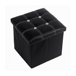 Cleafe-pouff Puff Pouf Contenitore Imbottito Portaoggetti Nero Strass 30x30x30 Cm 79433 -