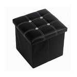 Cleafe-pouff Puff Pouf Contenitore Imbottito Portaoggetti Nero Strass 38x38x35 Cm 79435 -