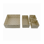 Cleafe-set 4 Pezzi Contenitori Beige Scatola In Tessuto Organizer Porta Oggetti 79063 -