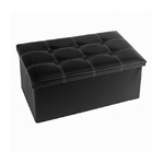 Cleafe-pouff Puff Pouf Contenitore Imbottito Portaoggetti Seduta Nero 76x38x35 Cm 79431 -