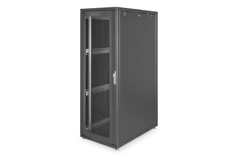 ARMADIO-36-UNITA--LINEA-SERVER--A-1787-x--L-600--P-1000MM.-COLORE-NERO-CON-PORTA-TRAFORATA-E-RUOTE