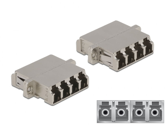 Delock-Accoppiamento-in-fibra-ottica-da-presa-quadrupla-LC-a-presa-quadrupla-LC-monomodale-in-metallo