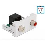 DeLOCK Modulo Easy 2 x 45 RCA femmina per porta RJ45 femmina 22,5 x 45 mm