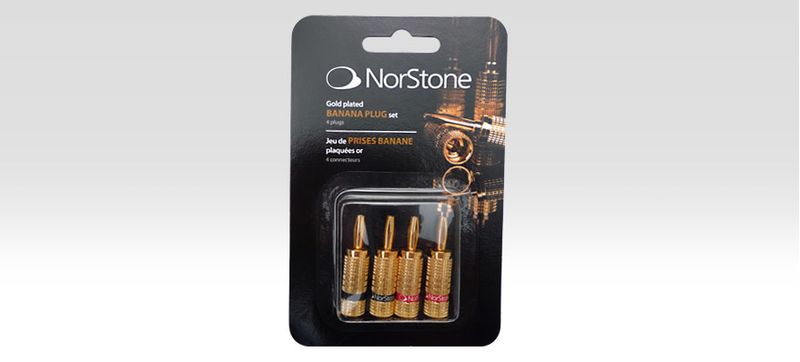 Norstone-NORBANX4---Set-of-4-gold-plate-banana-plugs-cavo-di-collegamento-Oro