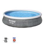 Bestway Fast Set Piscina Autoportante Rotonda mis. 396xh84 cm - colore effetto rattan - con pompa a filtro