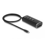 DeLOCK Hub USB 10 Gbps a 3 porte con lettore di schede SD e Micro SD con connettore USB Type