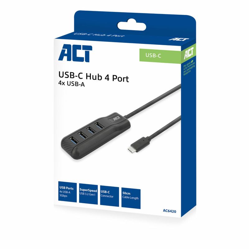 ACT-AC6420-hub-di-interfaccia-USB-3.2-Gen-1--3.1-Gen-1--Type-C-5000-Mbit-s-Nero