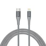 Nevox 1M - Lightning zu Type C USB Datenkabel MFi Nylon geflochten - silbergrau (1885)