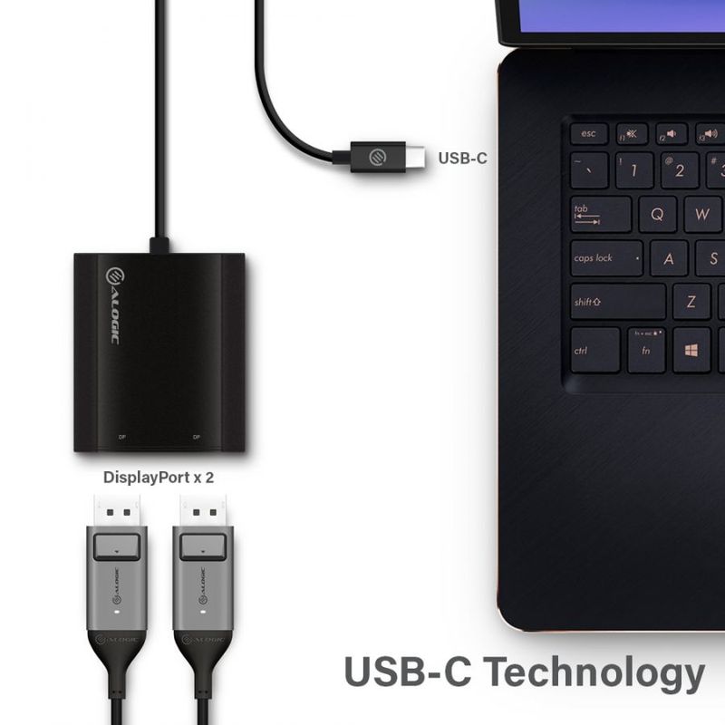 ALOGIC-UC2DP-ADP-adattatore-grafico-USB-3840-x-2160-Pixel-Nero--ALOGIC-USB-C-TO-DUAL---DISPLAYPORT-2.0-ADAPTER-4K-30HZ-